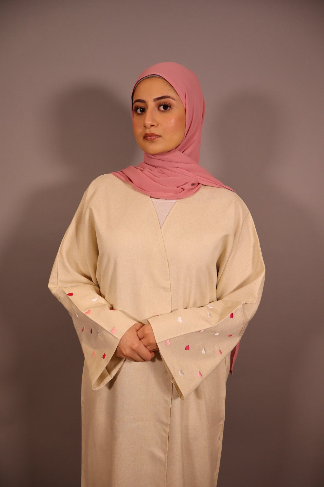 Heart Embroidered Sleeve Abaya