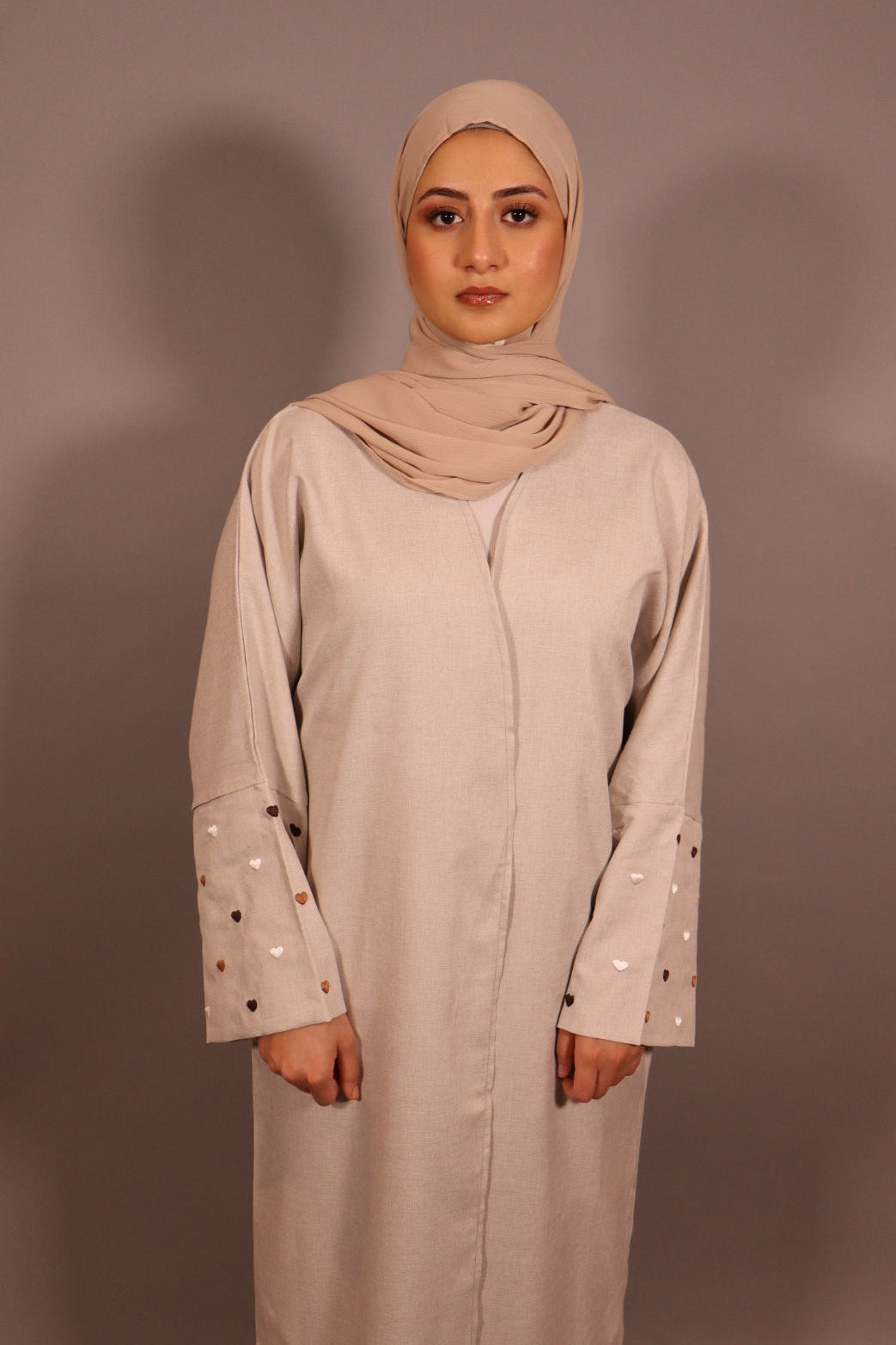 Heart Embroidered Sleeve Abaya