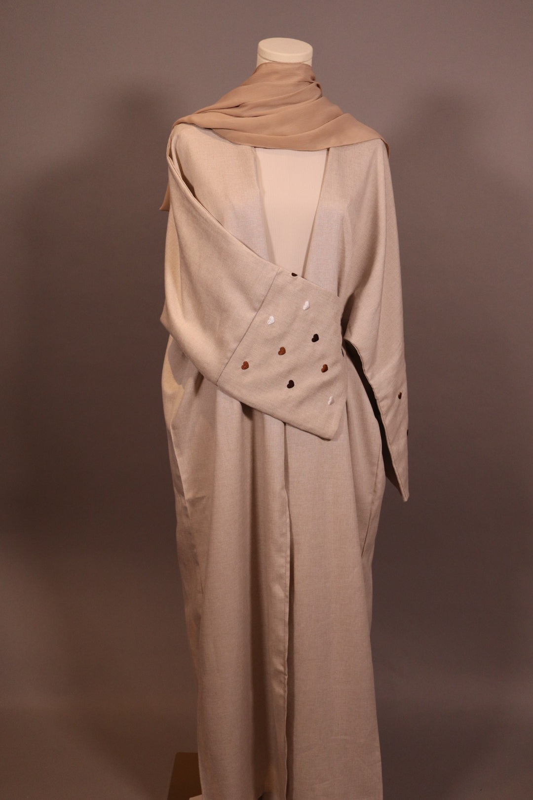 Heart Embroidered Sleeve Abaya