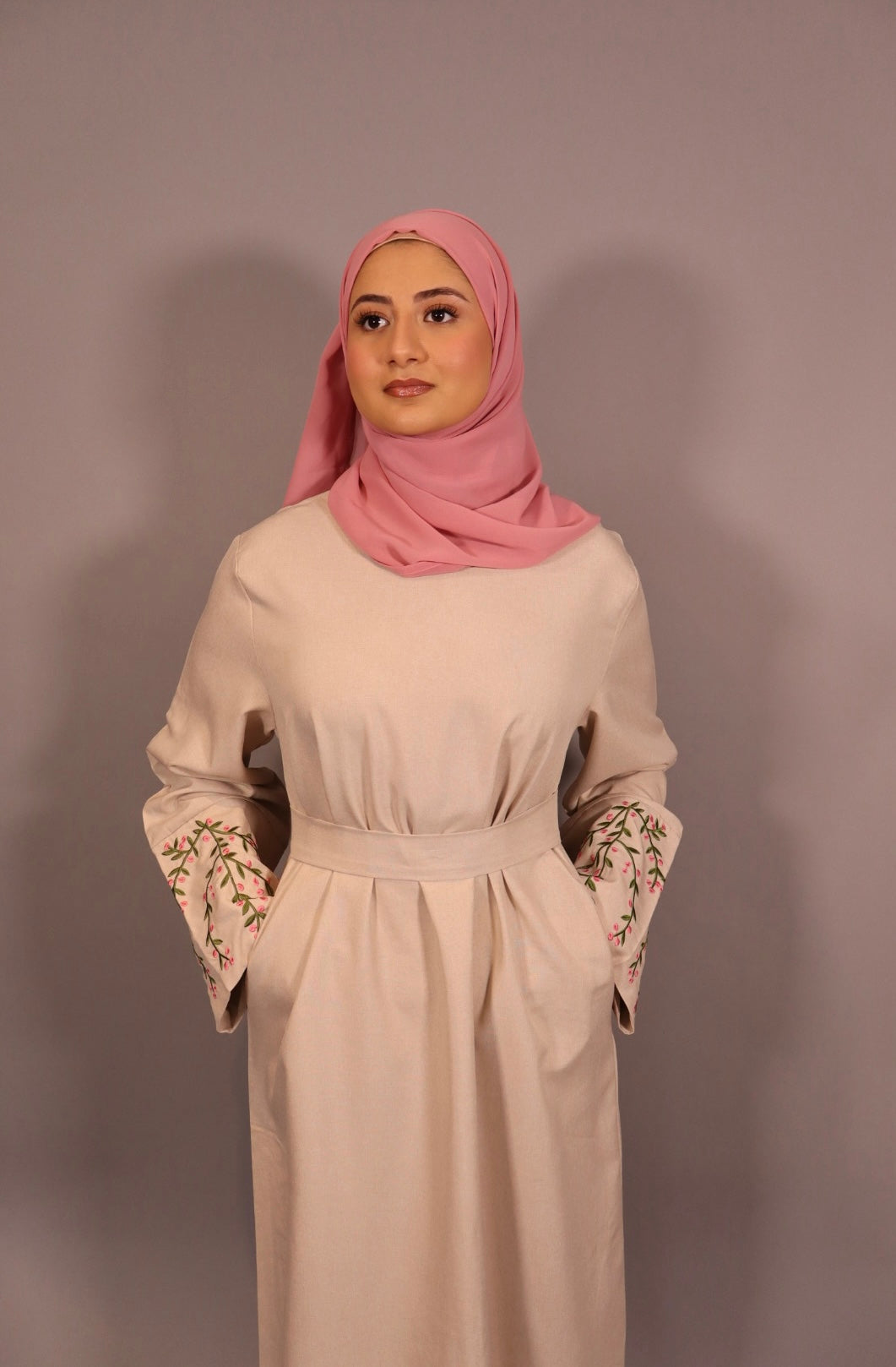 Floral Embroidered Sleeve Abaya