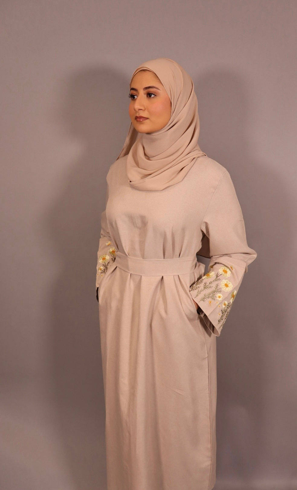 Floral Embroidered Sleeve Abaya