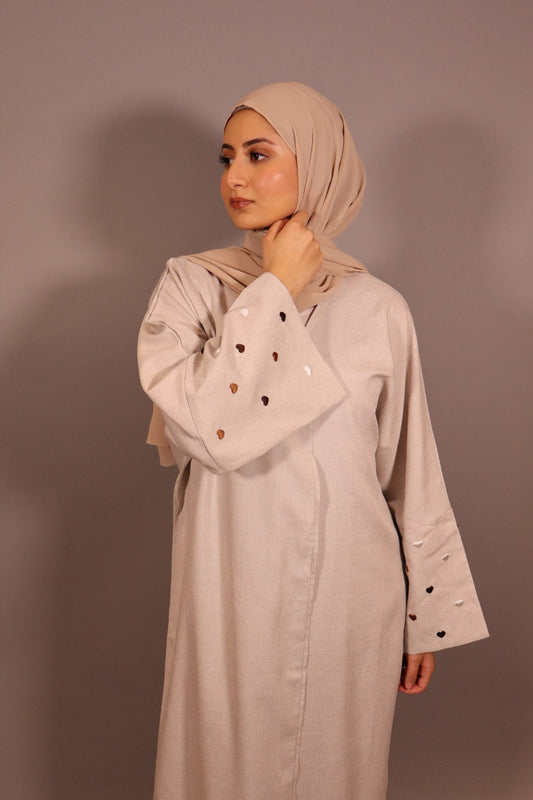 Heart Embroidered Sleeve Abaya