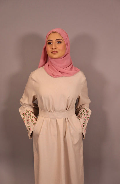 Floral Embroidered Sleeve Abaya