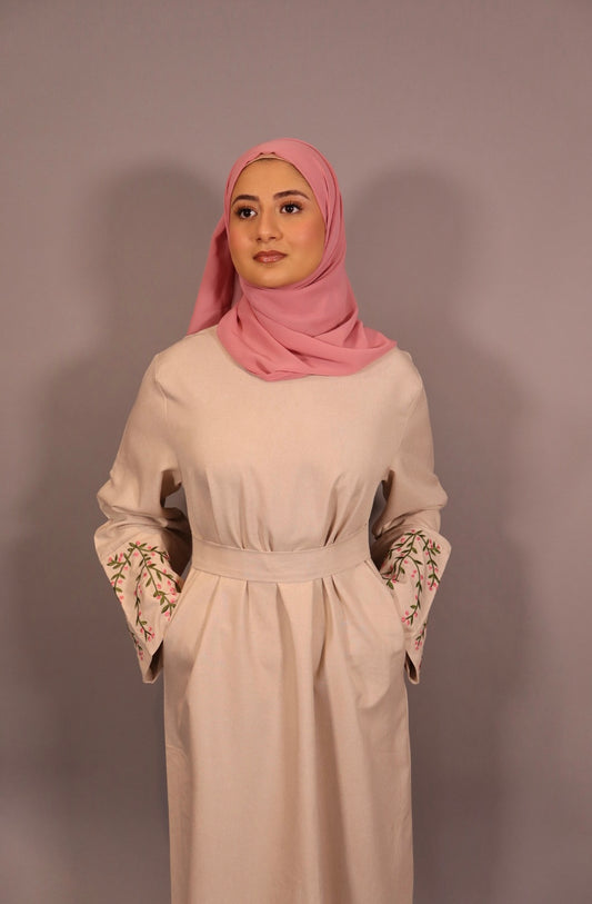 Floral Embroidered Sleeve Abaya