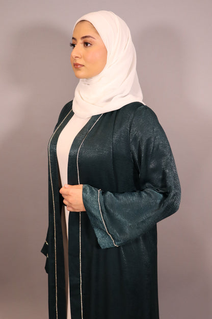 Emerald Green Luxe Satin Diamond Abaya