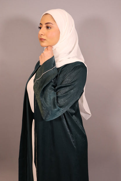 Emerald Green Luxe Satin Diamond Abaya